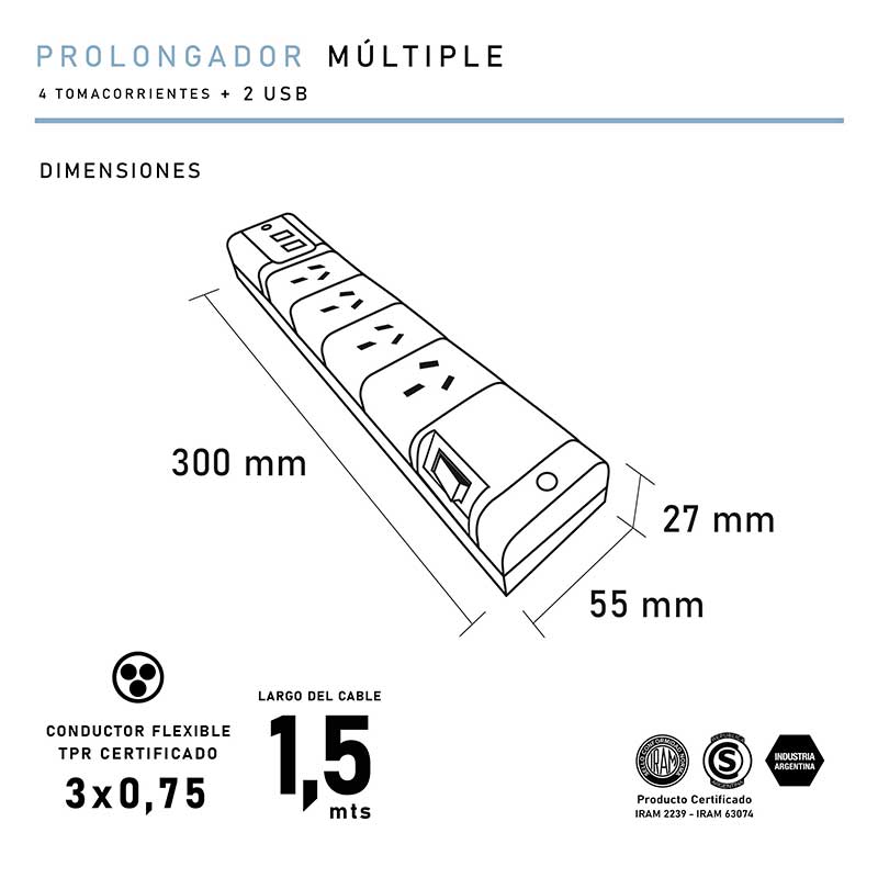 PROLONGADOR MULTIPLE USB